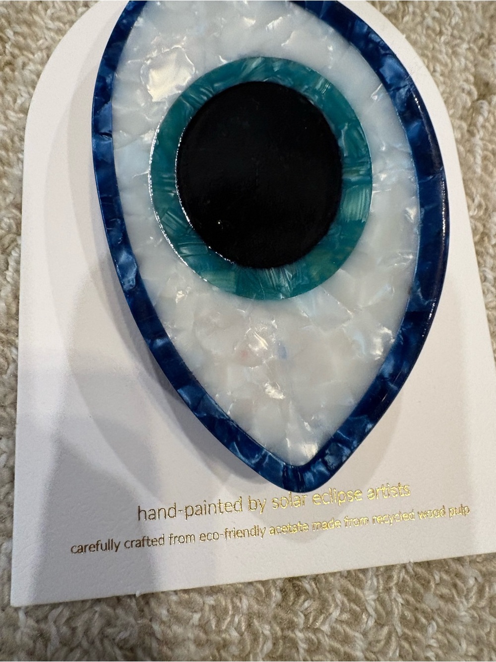 Blue Resin Teardrop Hair Barrette by - Picture 2 of 3